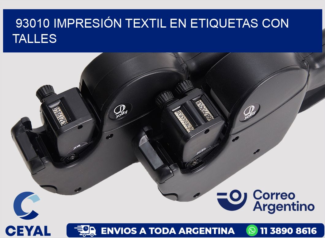 93010 IMPRESIÓN TEXTIL EN ETIQUETAS CON TALLES