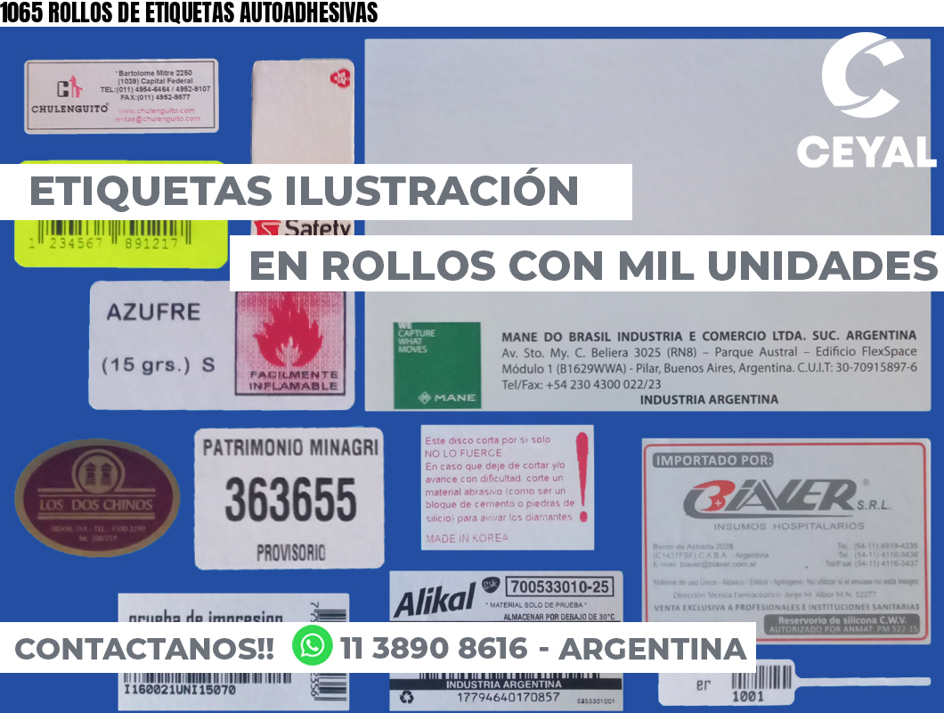 1065 ROLLOS DE ETIQUETAS AUTOADHESIVAS
