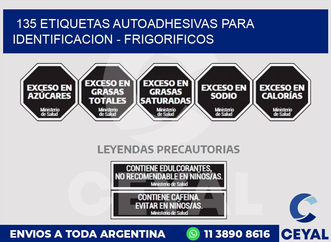 135 ETIQUETAS AUTOADHESIVAS PARA IDENTIFICACION - FRIGORIFICOS