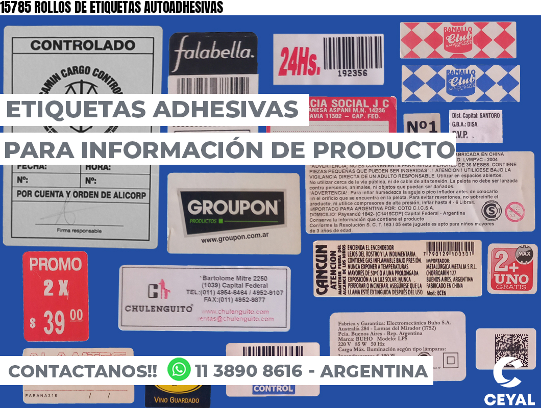 15785 ROLLOS DE ETIQUETAS AUTOADHESIVAS