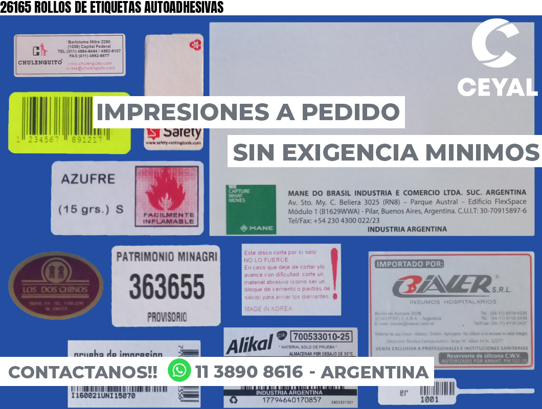 26165 ROLLOS DE ETIQUETAS AUTOADHESIVAS