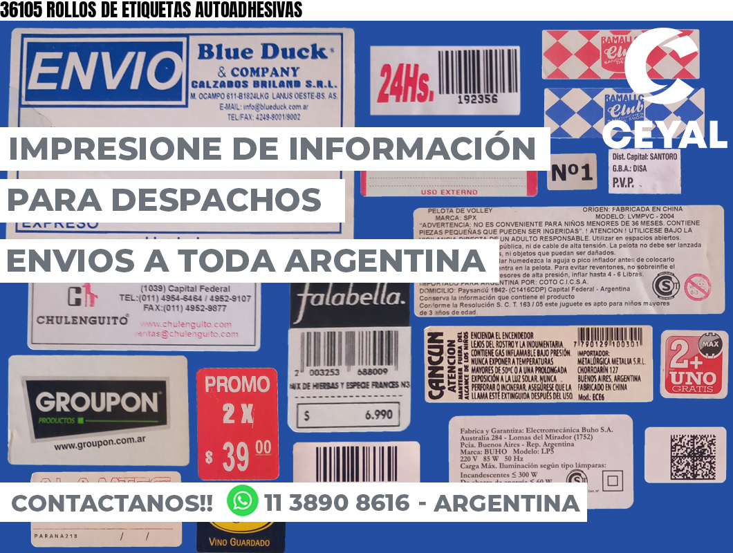 36105 ROLLOS DE ETIQUETAS AUTOADHESIVAS