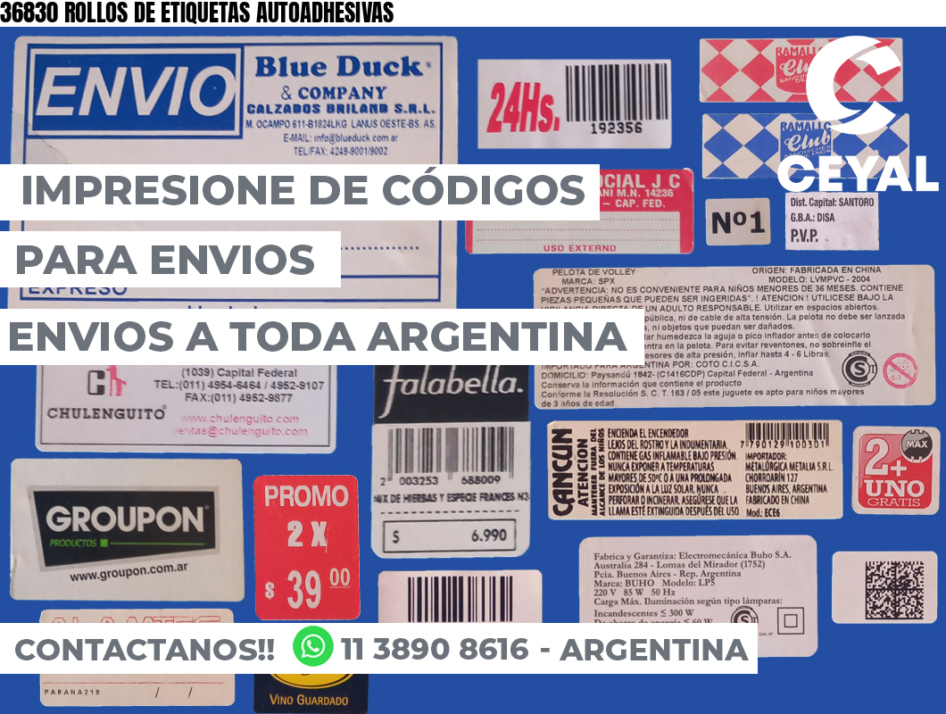 36830 ROLLOS DE ETIQUETAS AUTOADHESIVAS