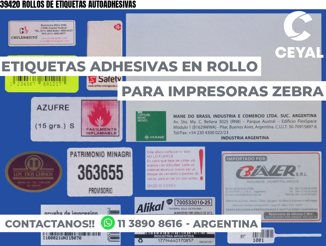 39420 ROLLOS DE ETIQUETAS AUTOADHESIVAS
