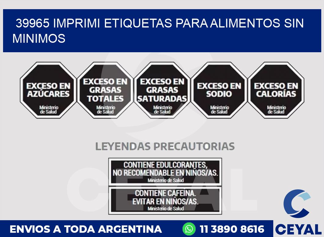 39965 IMPRIMI ETIQUETAS PARA ALIMENTOS SIN MINIMOS