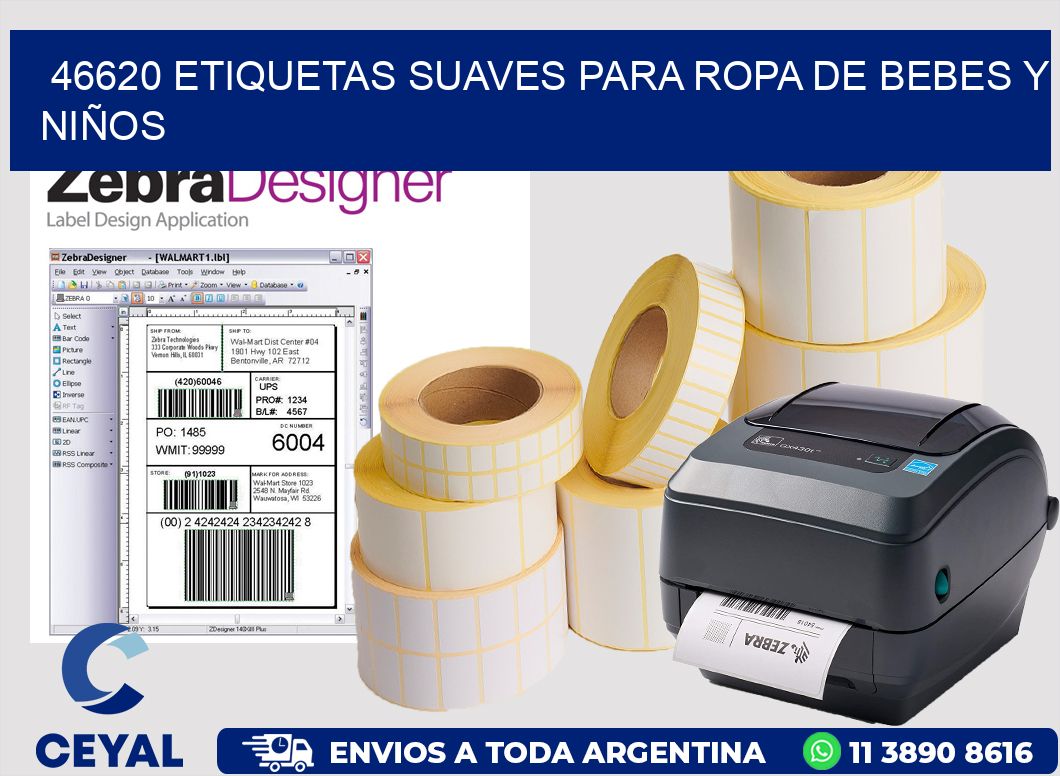 46620 ETIQUETAS SUAVES PARA ROPA DE BEBES Y NIÑOS