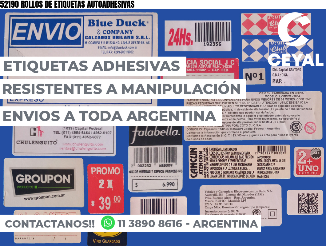 52190 ROLLOS DE ETIQUETAS AUTOADHESIVAS