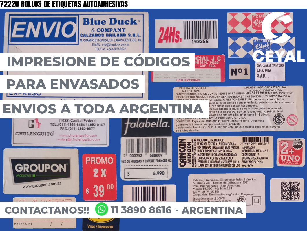 72220 ROLLOS DE ETIQUETAS AUTOADHESIVAS