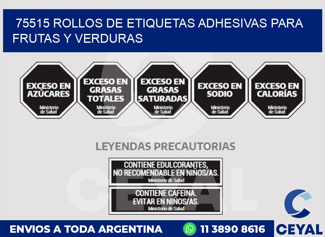 75515 ROLLOS DE ETIQUETAS ADHESIVAS PARA FRUTAS Y VERDURAS