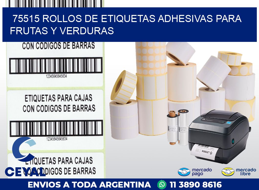 75515 ROLLOS DE ETIQUETAS ADHESIVAS PARA FRUTAS Y VERDURAS
