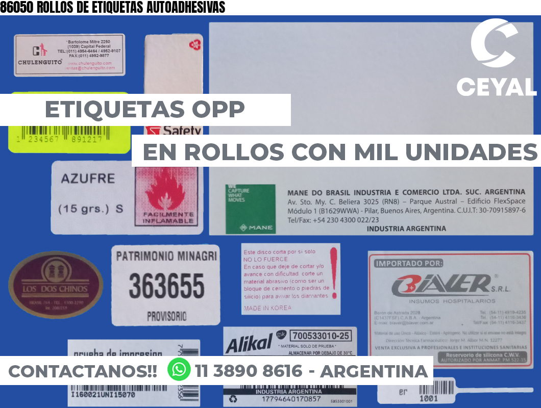 86050 ROLLOS DE ETIQUETAS AUTOADHESIVAS