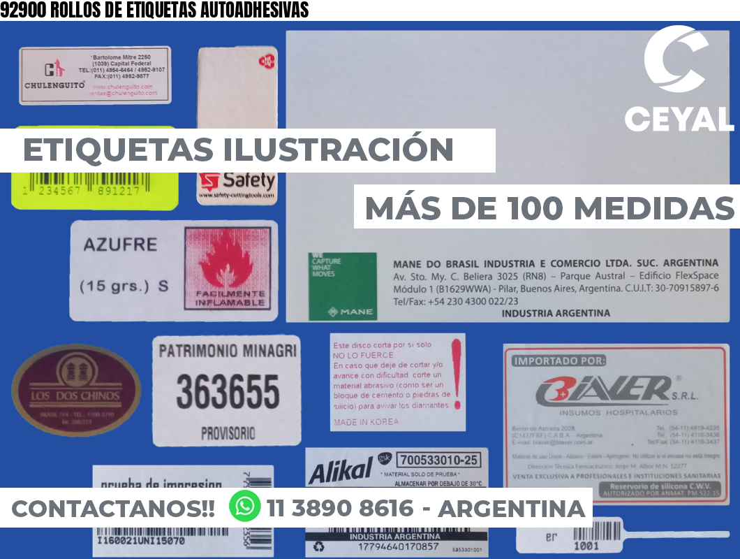92900 ROLLOS DE ETIQUETAS AUTOADHESIVAS
