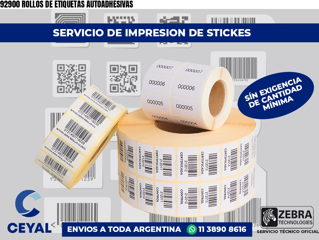 92900 ROLLOS DE ETIQUETAS AUTOADHESIVAS