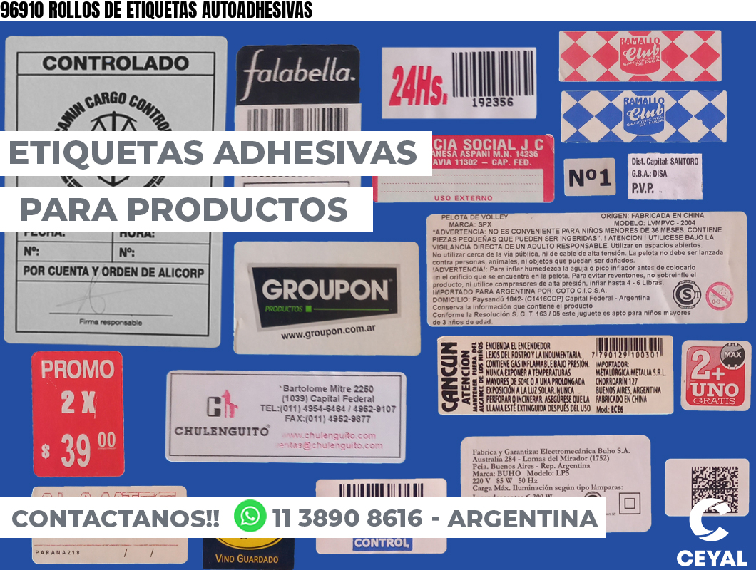 96910 ROLLOS DE ETIQUETAS AUTOADHESIVAS