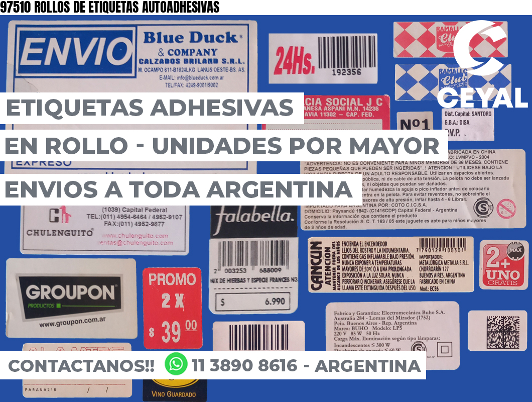 97510 ROLLOS DE ETIQUETAS AUTOADHESIVAS