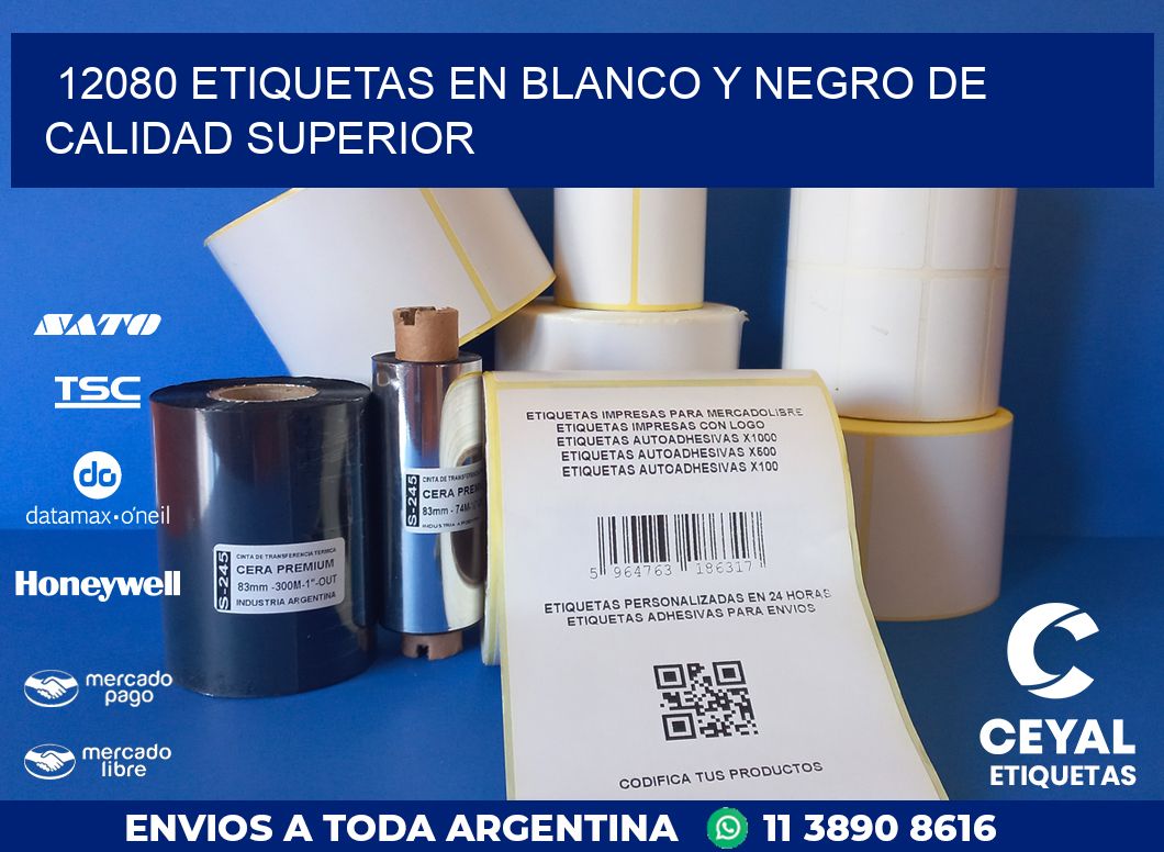 12080 ETIQUETAS EN BLANCO Y NEGRO DE CALIDAD SUPERIOR