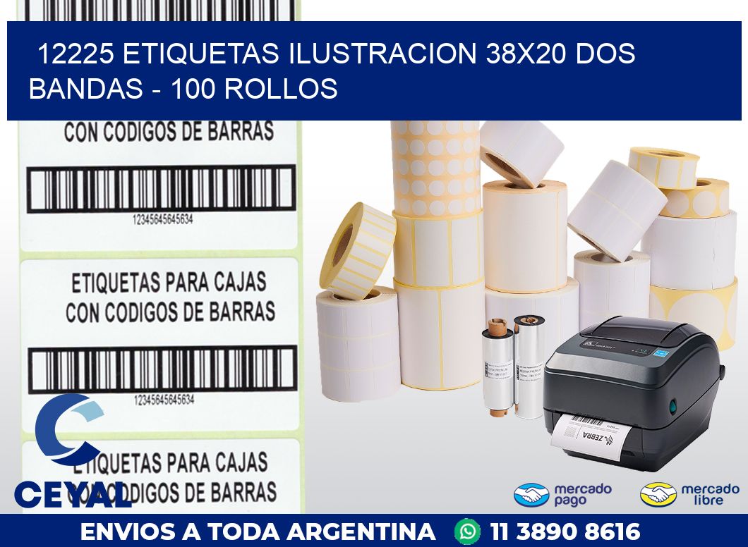 12225 ETIQUETAS ILUSTRACION 38X20 DOS BANDAS - 100 ROLLOS