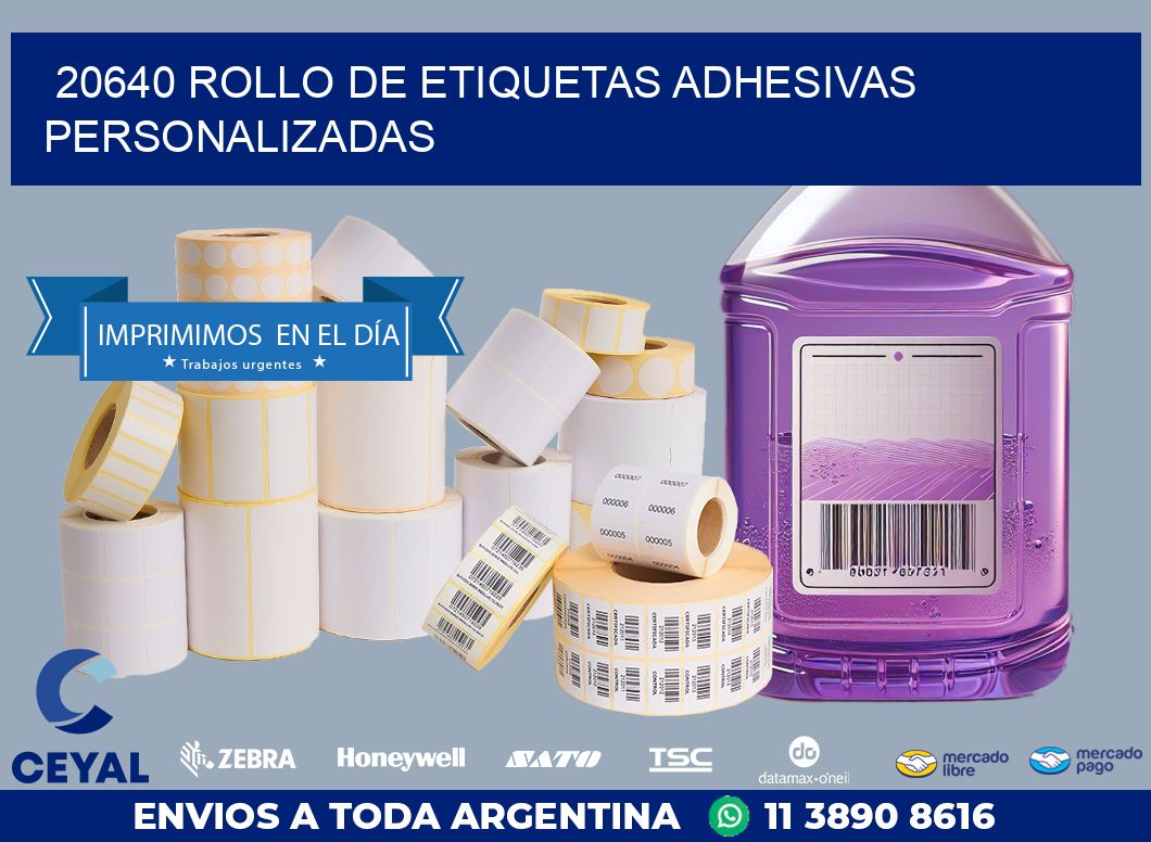 20640 ROLLO DE ETIQUETAS ADHESIVAS PERSONALIZADAS