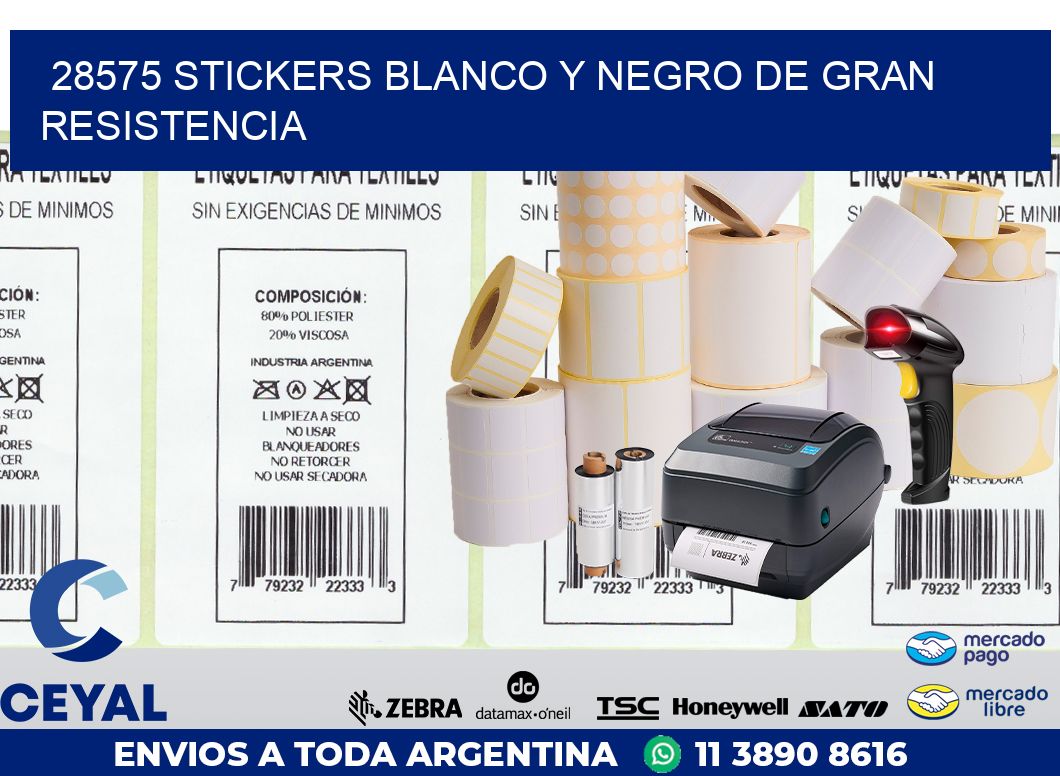 28575 STICKERS BLANCO Y NEGRO DE GRAN RESISTENCIA