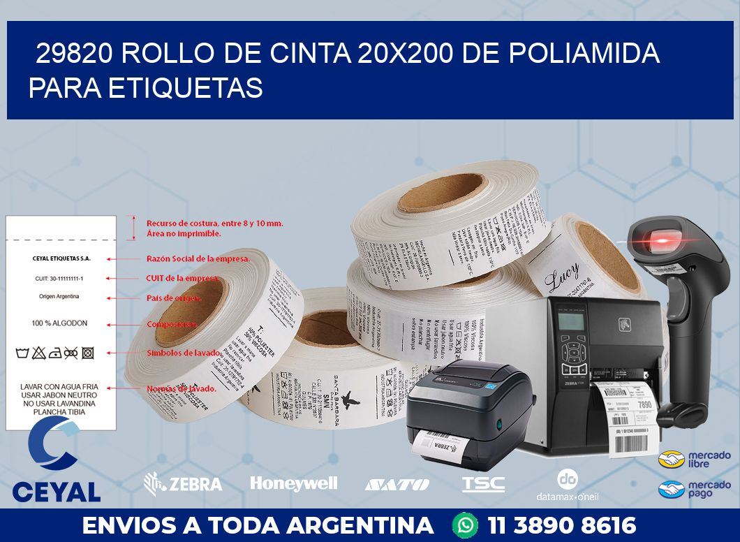 29820 ROLLO DE CINTA 20X200 DE POLIAMIDA PARA ETIQUETAS