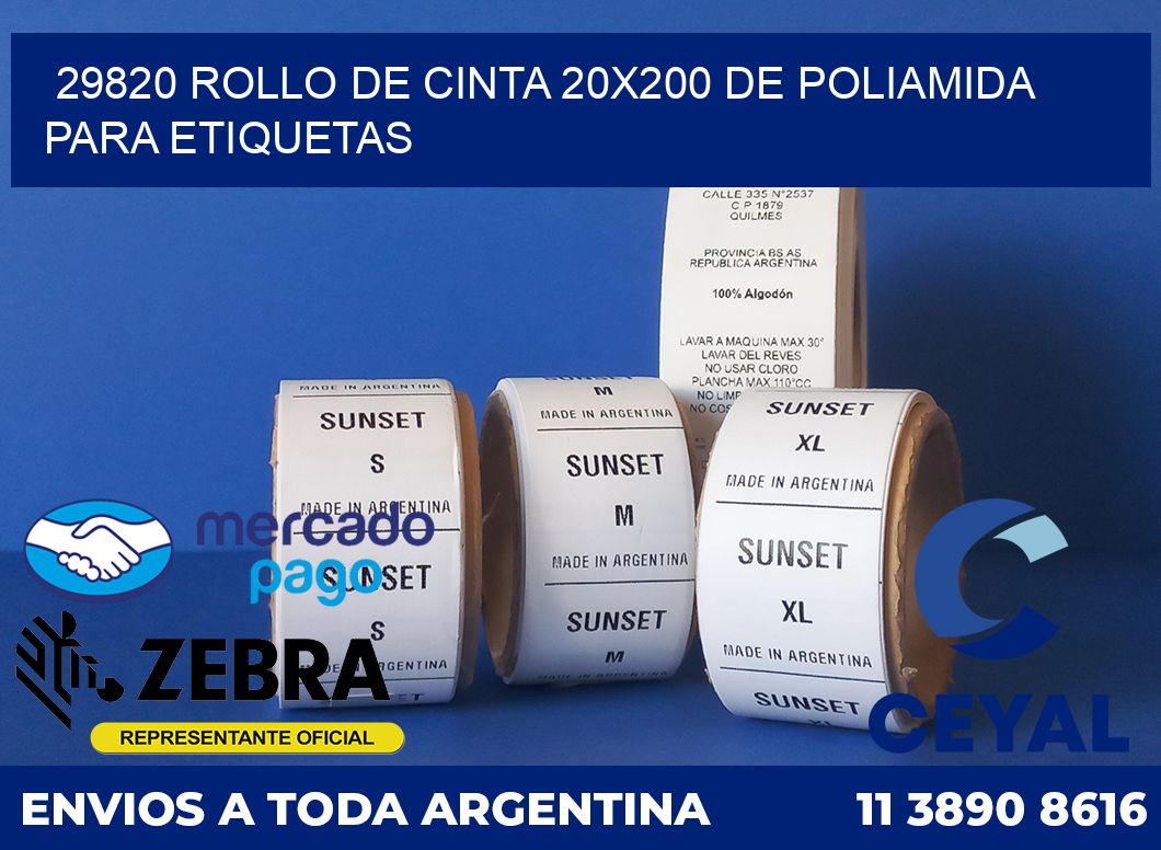 29820 ROLLO DE CINTA 20X200 DE POLIAMIDA PARA ETIQUETAS