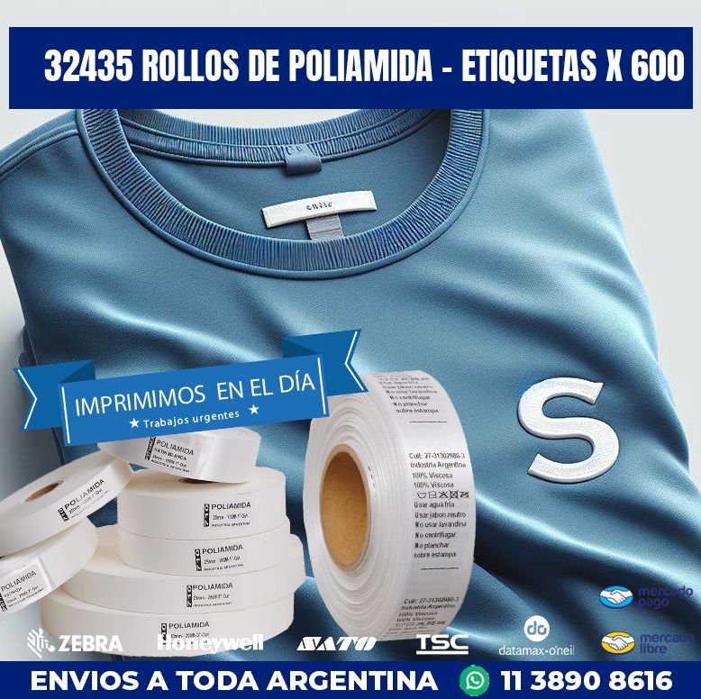 32435 ROLLOS DE POLIAMIDA – ETIQUETAS X 600