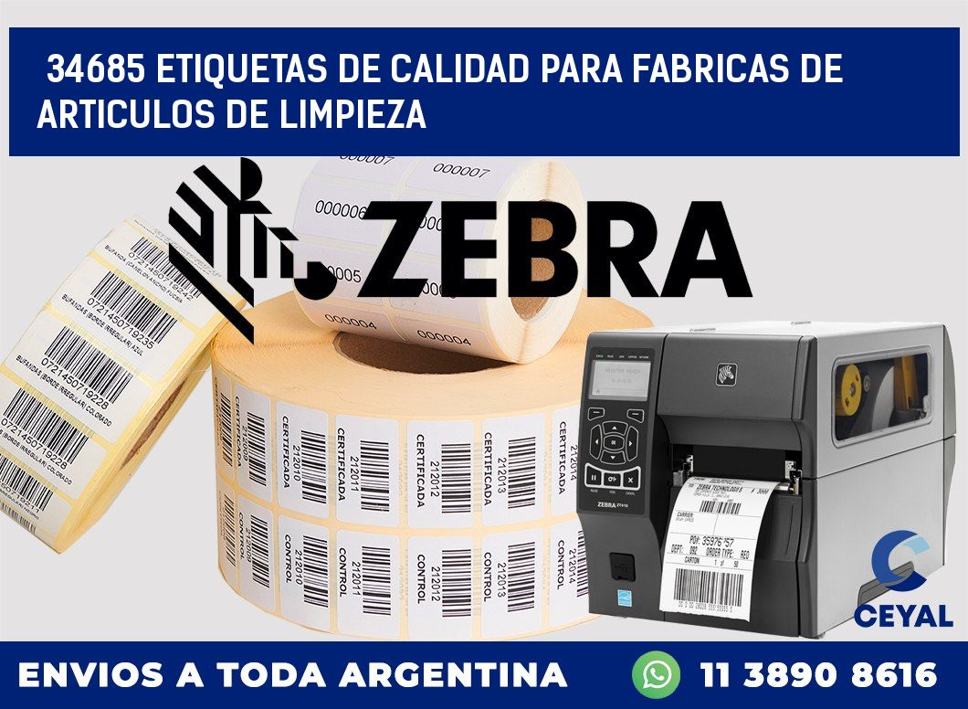 34685 ETIQUETAS DE CALIDAD PARA FABRICAS DE ARTICULOS DE LIMPIEZA