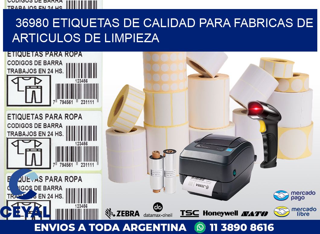 36980 ETIQUETAS DE CALIDAD PARA FABRICAS DE ARTICULOS DE LIMPIEZA
