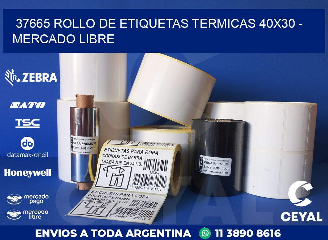37665 ROLLO DE ETIQUETAS TERMICAS 40X30 - MERCADO LIBRE