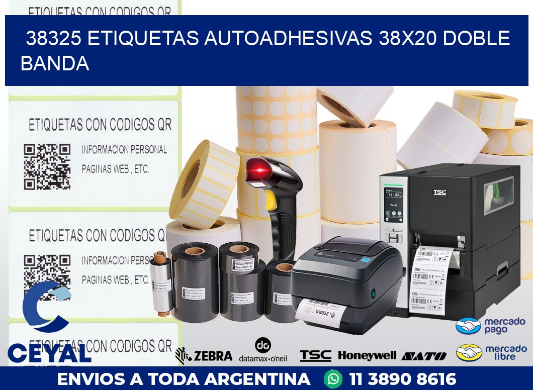 38325 ETIQUETAS AUTOADHESIVAS 38X20 DOBLE BANDA