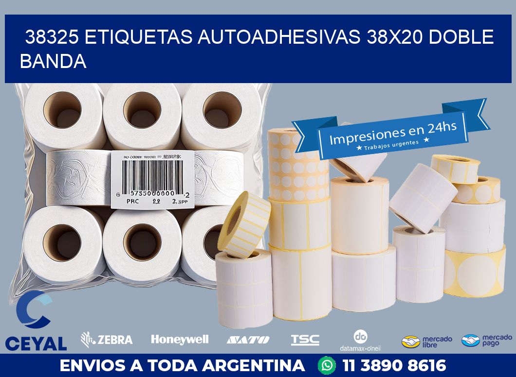 38325 ETIQUETAS AUTOADHESIVAS 38X20 DOBLE BANDA