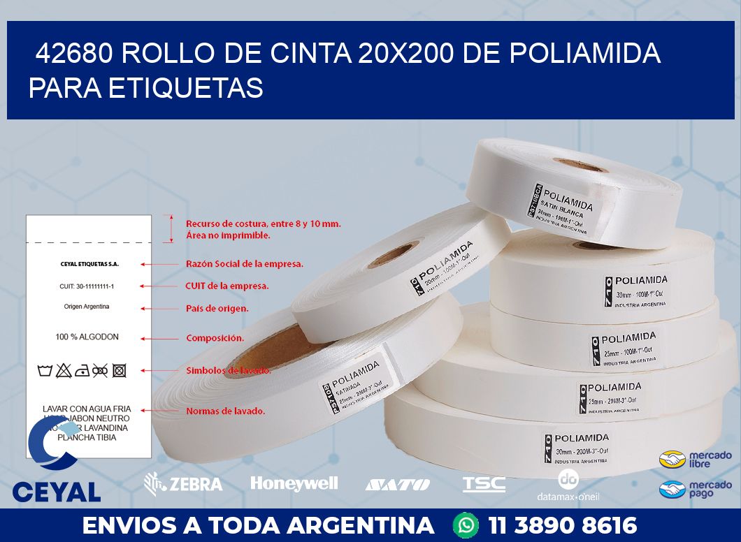 42680 ROLLO DE CINTA 20X200 DE POLIAMIDA PARA ETIQUETAS