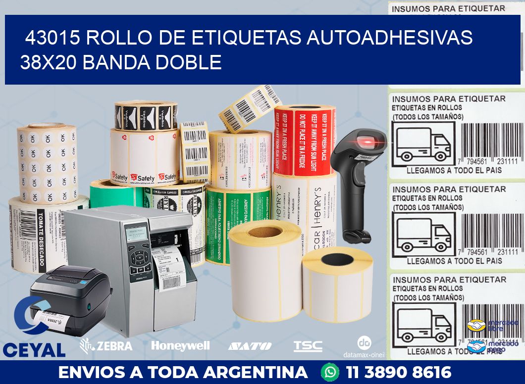 43015 ROLLO DE ETIQUETAS AUTOADHESIVAS 38X20 BANDA DOBLE