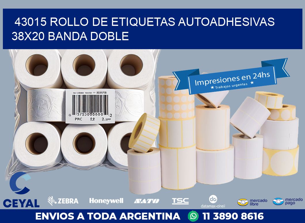 43015 ROLLO DE ETIQUETAS AUTOADHESIVAS 38X20 BANDA DOBLE