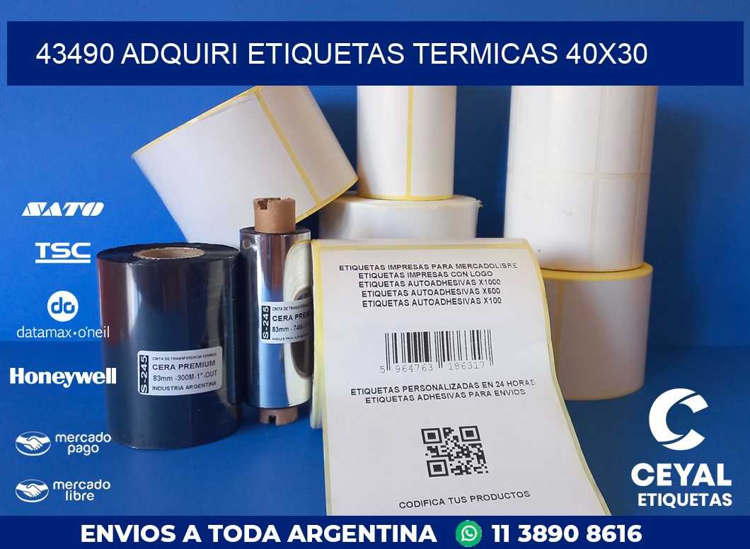 43490 ADQUIRI ETIQUETAS TERMICAS 40X30