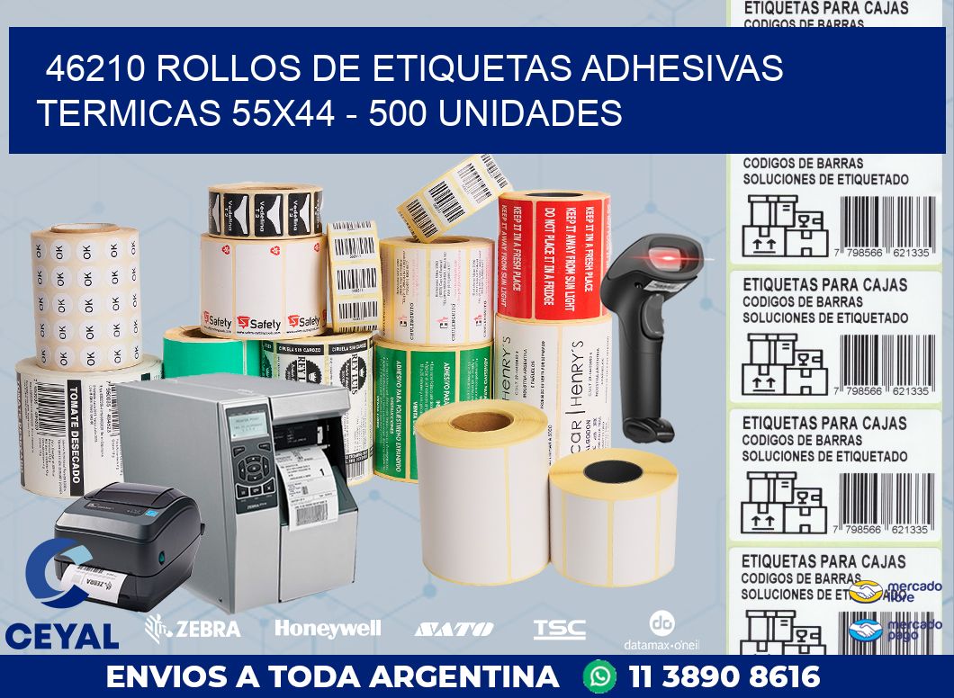 46210 ROLLOS DE ETIQUETAS ADHESIVAS TERMICAS 55X44 - 500 UNIDADES