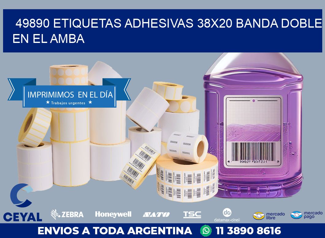 49890 ETIQUETAS ADHESIVAS 38X20 BANDA DOBLE EN EL AMBA