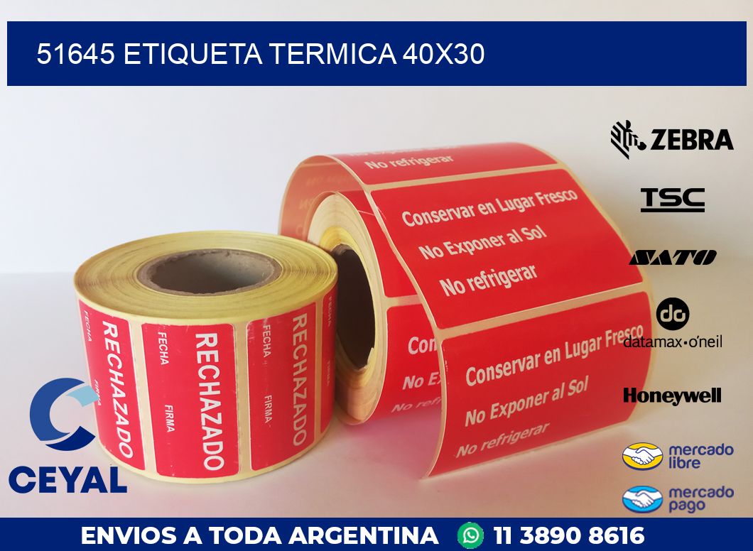 51645 ETIQUETA TERMICA 40X30