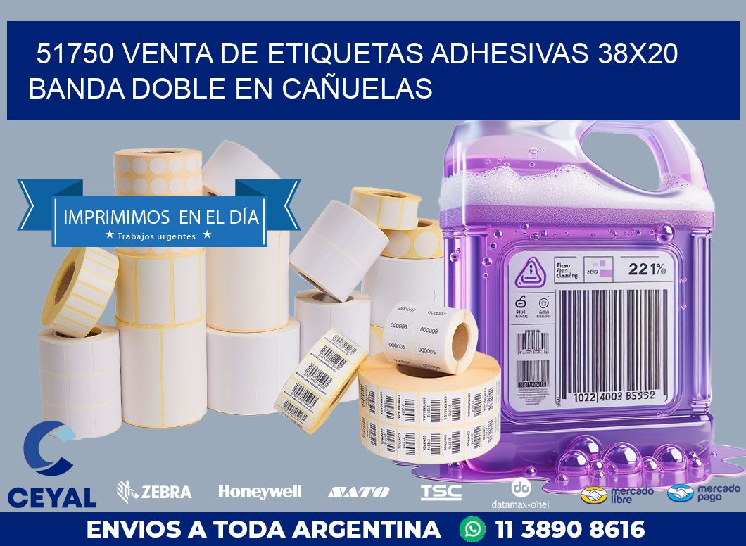 51750 VENTA DE ETIQUETAS ADHESIVAS 38X20 BANDA DOBLE EN CAÑUELAS