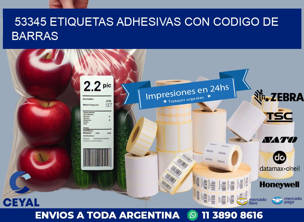 53345 ETIQUETAS ADHESIVAS CON CODIGO DE BARRAS