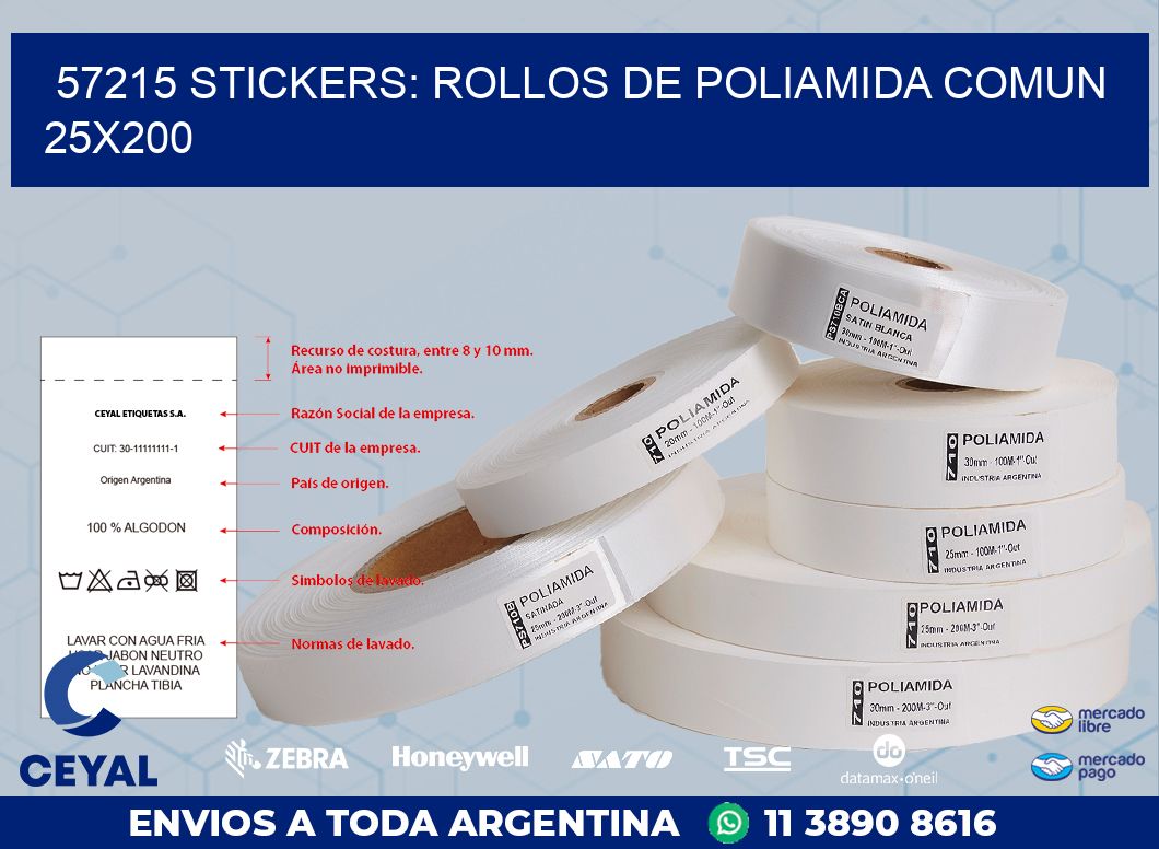57215 STICKERS: ROLLOS DE POLIAMIDA COMUN 25X200