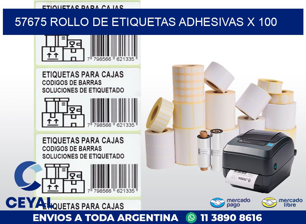 57675 ROLLO DE ETIQUETAS ADHESIVAS X 100