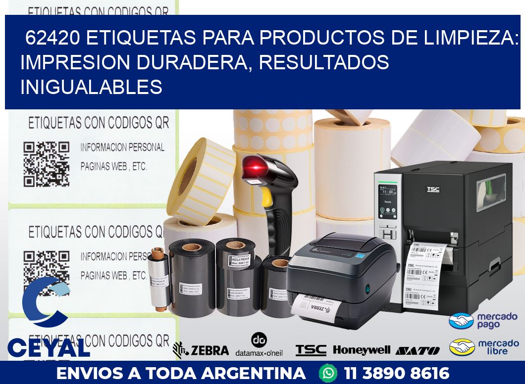 62420 ETIQUETAS PARA PRODUCTOS DE LIMPIEZA: IMPRESION DURADERA, RESULTADOS INIGUALABLES