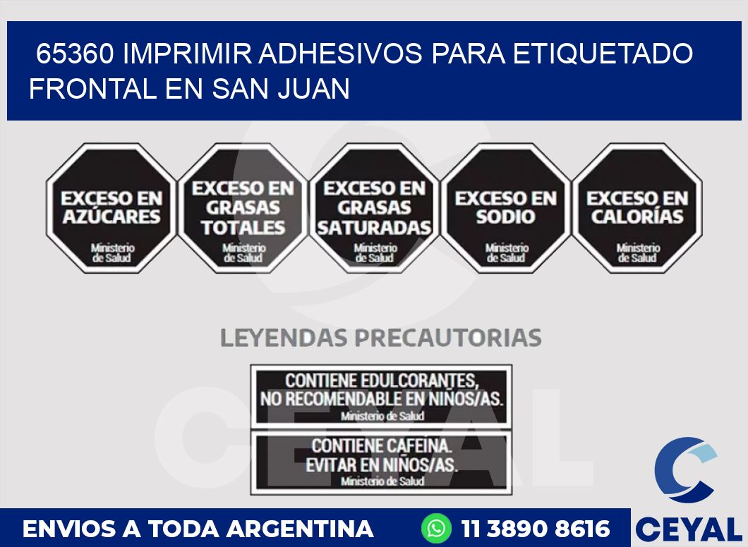65360 IMPRIMIR ADHESIVOS PARA ETIQUETADO FRONTAL EN SAN JUAN
