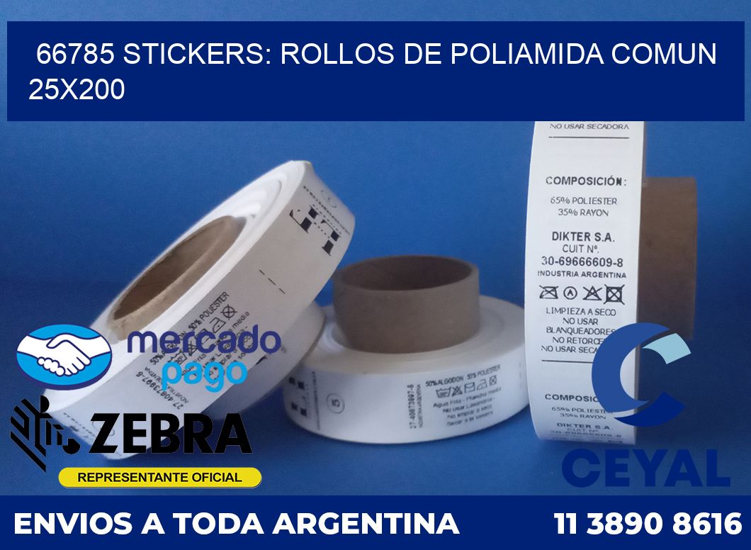 66785 STICKERS: ROLLOS DE POLIAMIDA COMUN 25X200