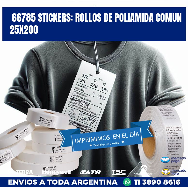 66785 STICKERS: ROLLOS DE POLIAMIDA COMUN 25X200