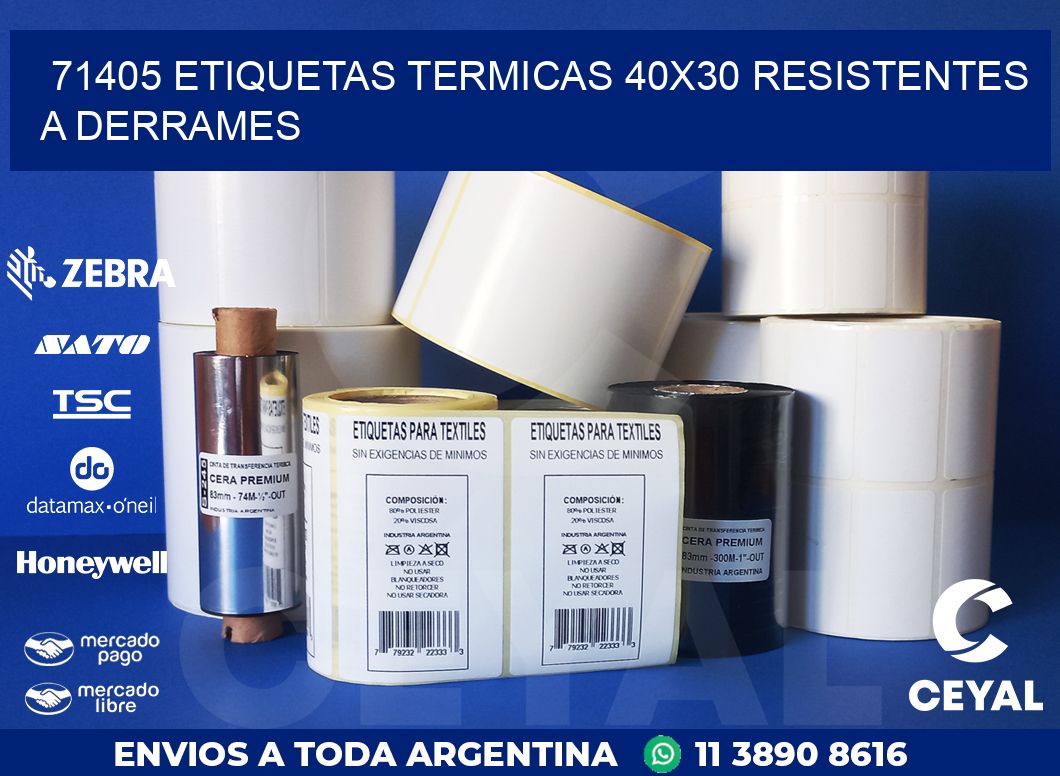 71405 ETIQUETAS TERMICAS 40X30 RESISTENTES A DERRAMES