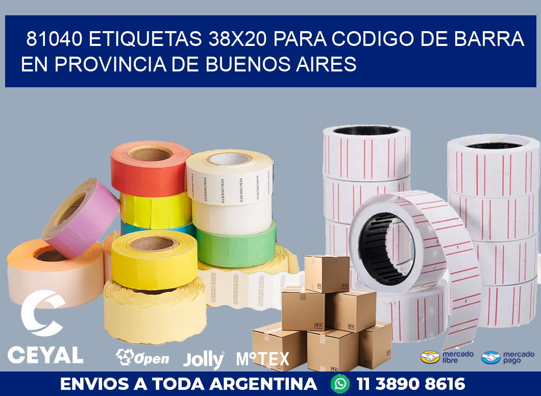 81040 ETIQUETAS 38X20 PARA CODIGO DE BARRA EN PROVINCIA DE BUENOS AIRES