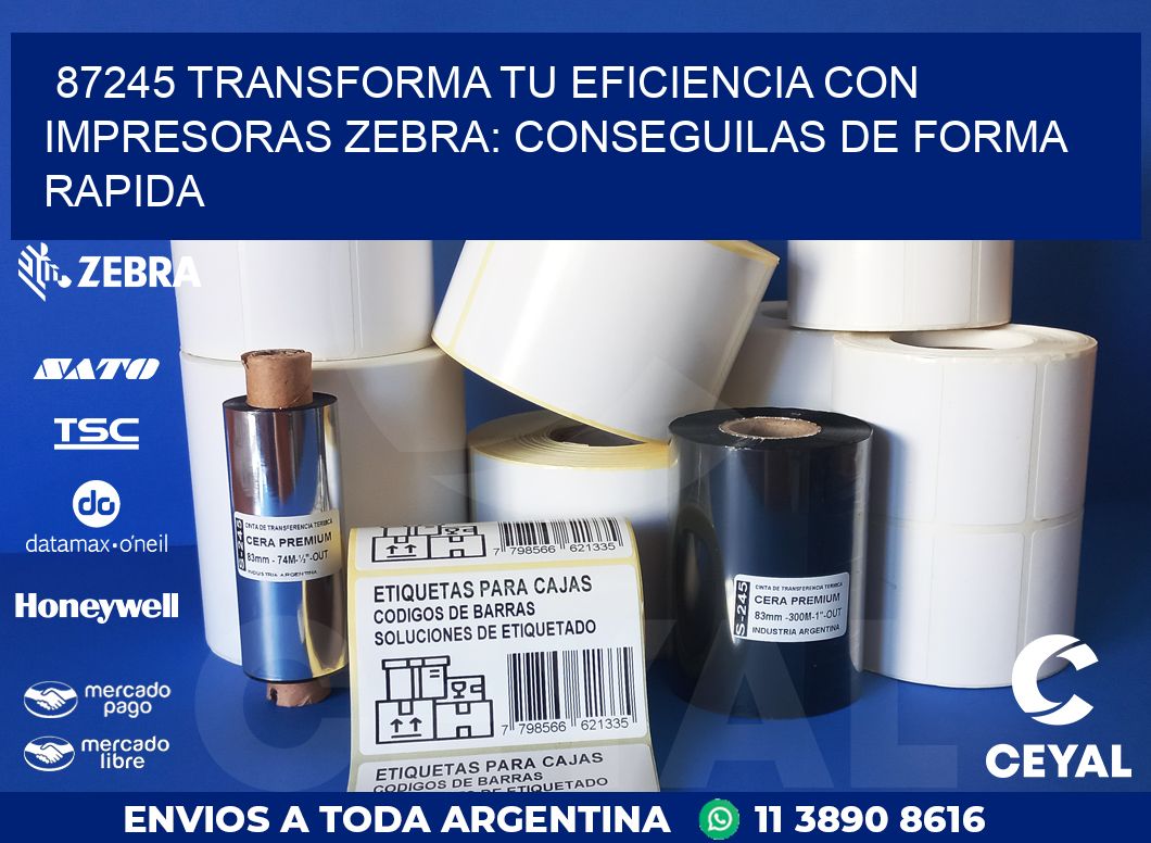 87245 TRANSFORMA TU EFICIENCIA CON IMPRESORAS ZEBRA: CONSEGUILAS DE FORMA RAPIDA
