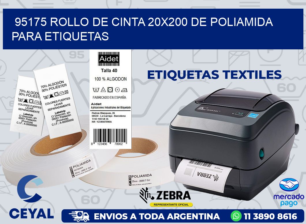 95175 ROLLO DE CINTA 20X200 DE POLIAMIDA PARA ETIQUETAS
